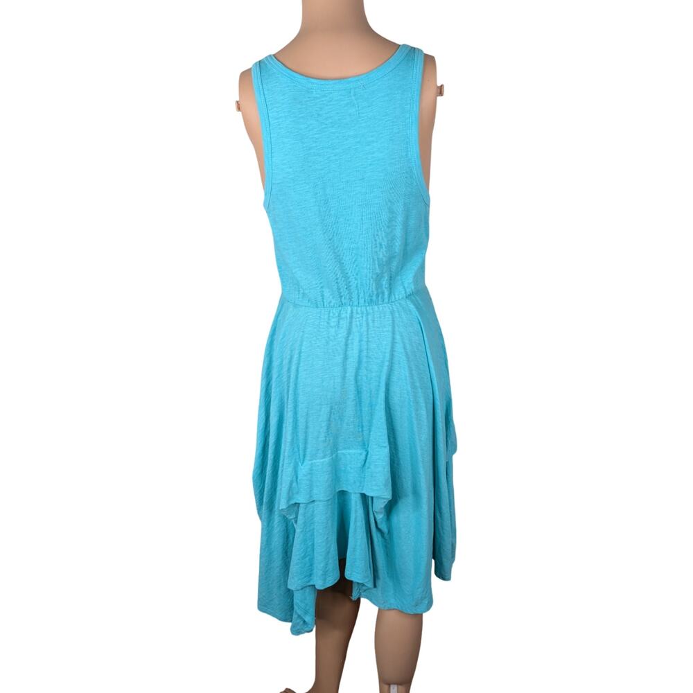 Vintage Y2K American Rag Teal Cotton Asymmetrical Parachute Henley Dress S - Picture 7 of 9